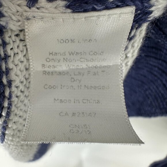 Talbots Striped Linen Cardigan Sweater MP V Neck Summer Lightweight Blue White - Picture 7 of 7